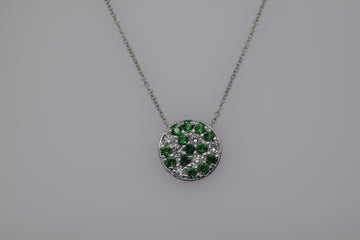 Natural Tsavorite Garnet and Diamond Necklace